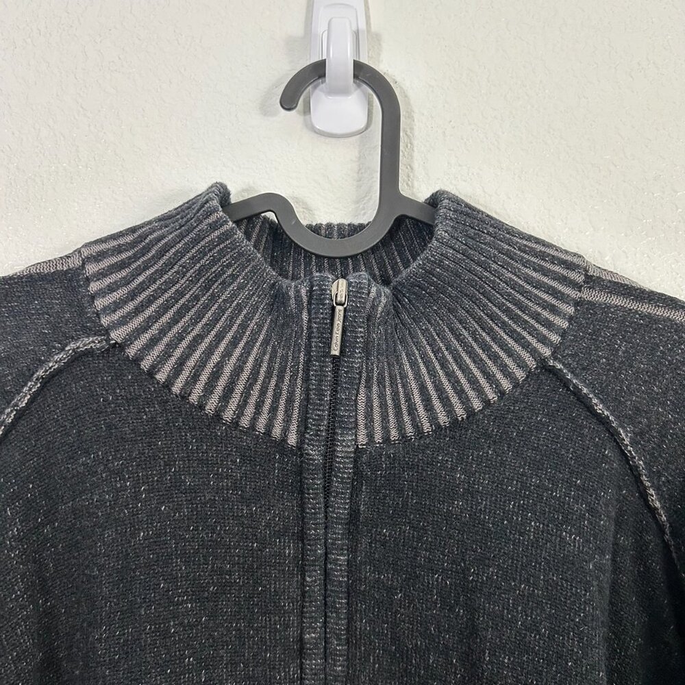Calvin Klein Jeans Half Zip Raglan Sweater Charcoal Black Distressed Preppy - Picture 4 of 10